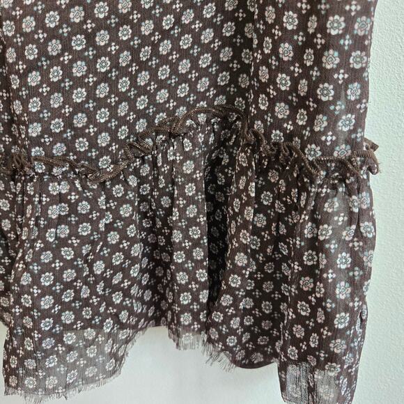 Tintoretto Women Vtg Y2K Euro Cottage Brown Floral Print Ruffle Hem Skirt 4/6 - Picture 4 of 11
